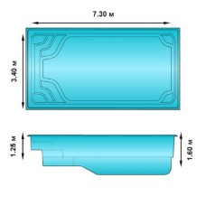 Композитный бассейн FIBERPOOLS Комо, объем 38 м³
