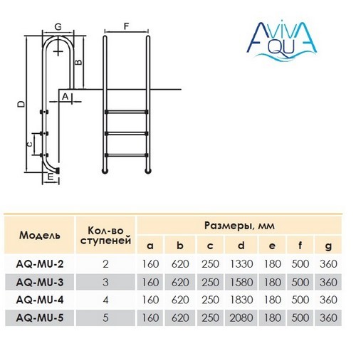 Лестница AquaViva Muro MU-315, 3 ступени
