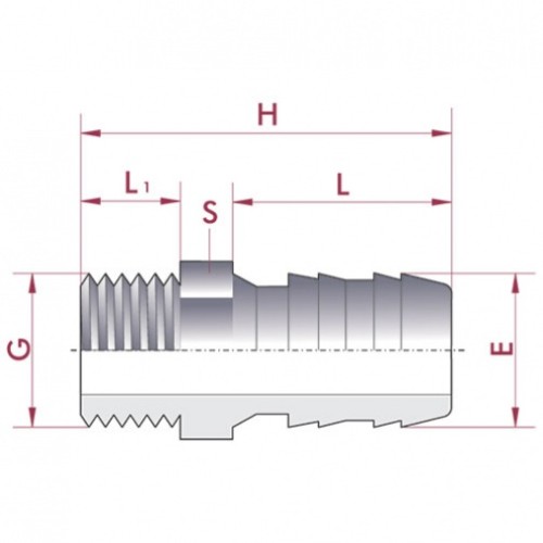 Адаптор шланговый ПВХ Cepex (наружная резьба BSP), диаметр ½" x 20 мм, PN=10