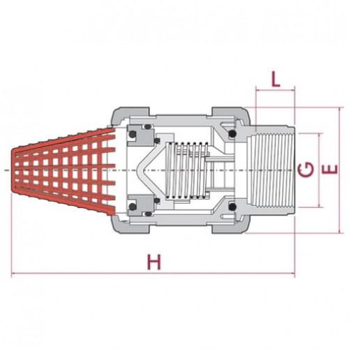 Клапан донный подпружиненный ПВХ, EPDM Cepex, разборные муфтовые окончания (резьбовой), диаметр 4"(DN80), PN=10