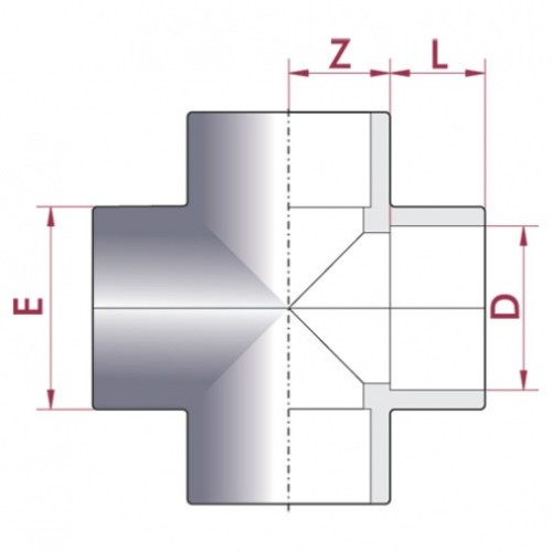 Крестовина ПВХ Cepex (клеевая), диаметр 40 мм, PN=16