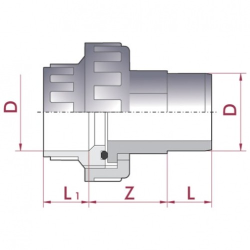 Муфта разборная ПВХ, EPDM Cepex муфтовое-втулочное окончание (клеевая), диаметр 20 мм, PN=16