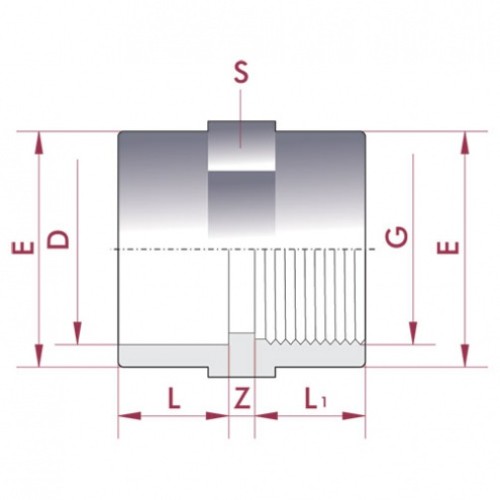 Муфта ПВХ Cepex (клей - внутренняя резьба BSP), диаметр 25 мм x ¾", PN=16