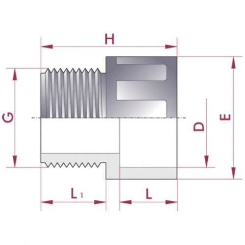 Переходная муфта ПВХ Cepex (клей - наружная резьба BSP), диаметр 110 мм x 4", PN=10