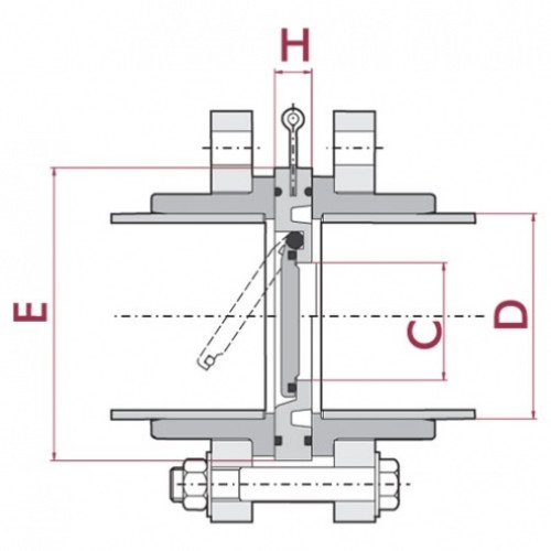 Клапан обратный межфланцевый ПВХ, EPDM с установочным комплектом (фланцы, бурты, болты, гайки, шайбы) Cepex, диаметр 75 мм, PN=6