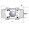 Клапан обратный шаровой ПВХ, FPM Cepex, разборные муфтовые окончания (резьбовой BSP), диаметр ½", PN=16 Фото 2