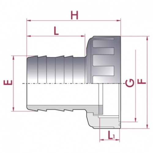Адаптор шланговый ПВХ Cepex (внутренняя резьба BSP), диаметр 60 мм x 2½", PN=10