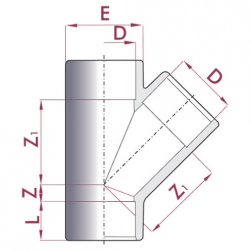 Тройник 45° ПВХ Cepex (клеевой), диаметр 25 мм, PN=16