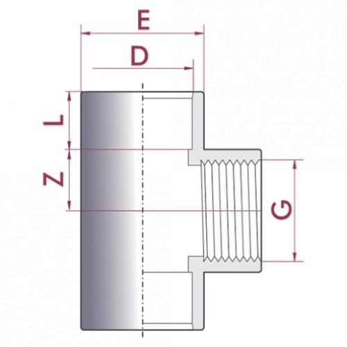Тройник 90° ПВХ Cepex (клей - внутренняя резьба BSP), диаметр 75 мм x 2½", PN=10
