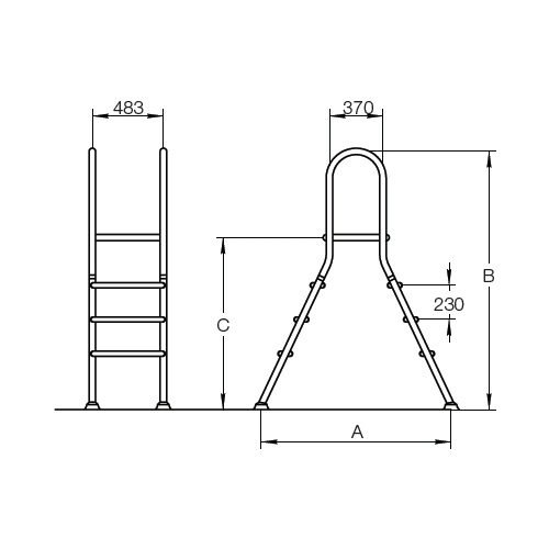 Лестница Flexinox двухсторонняя 3+3 ступени (нержавеющая сталь, ступени пластик) ESC PNS /87140034