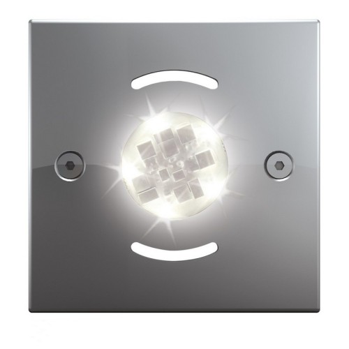 Светодиодный светильник Fluvo LED Spot (белый) с круглой рамкой Ø105, 12 Вт, 850 люмен, угол 100°, 24 В, IP 68 (стеклоплатик)