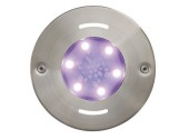 Светодиодный светильник Fluvo RGB (цветной) с круглой рамкой Ø170, 33 Вт, 3800 люмен, 1680 люкс, угол 110°, 24 В, IP 68 (стеклопластик)