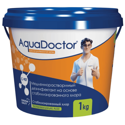 Меделенно-растворимый хлор AquaDoctor С90-Т, таблетки 200 гр, 1 кг Фото 1