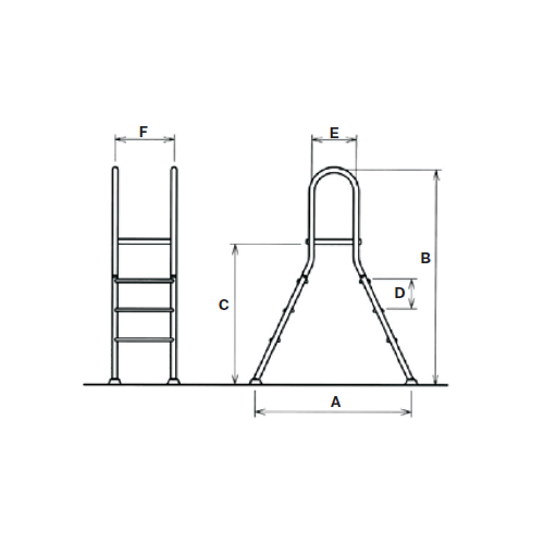 Лестница Kripsol двухсторонняя 3+3 ступени (нержавеющая сталь, ступени пластик) Elevada /Elevada 3+3