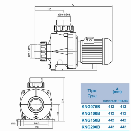 Насос Kripsol Niger KNG-200 T1.B, 1,92 кВт, 26,2 м3/час, 3 фазы