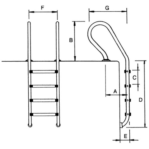 Лестница Mix 2 ступени с накладкой люкс, нержавеющая сталь AISI-316 Astralpool /05484