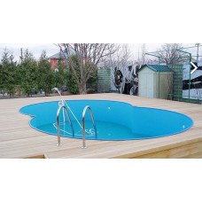 Сборный бассейн MTH Sunny Pool в форме "8" MTH Sunny Pool 5,25 м х 3,2 м, глубиной 1,2 метра со стенками из высококачественной стали толщиной 0,8 мм