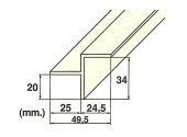 Опорный профиль переливной решетки VagnerPool MP201-LAT, длина 2 м