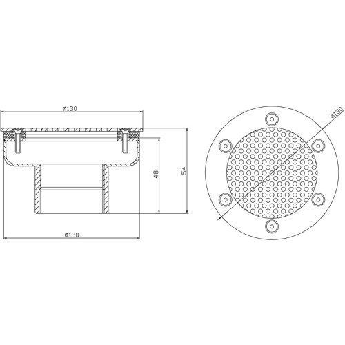 Водозабор с сетчатой крышкой д.120 (плёнка) G2" (внутр.) нержавеющая сталь AISI-304 /ВЗ.120.4/